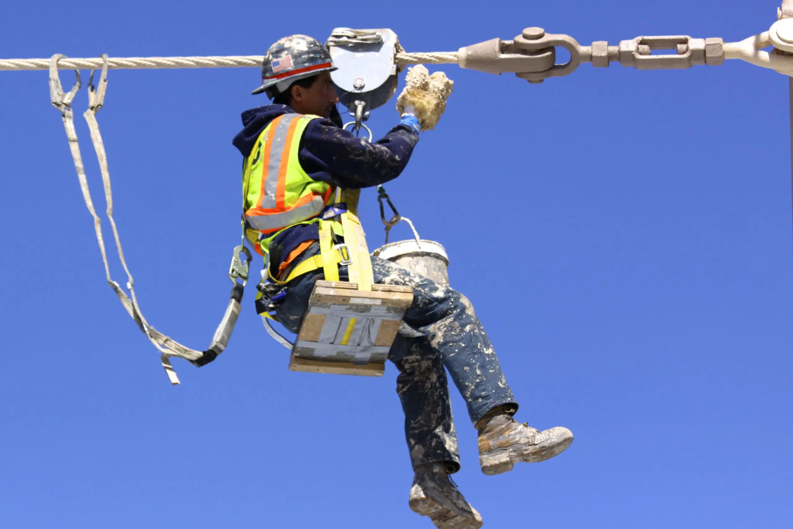 Painter hanging in the air